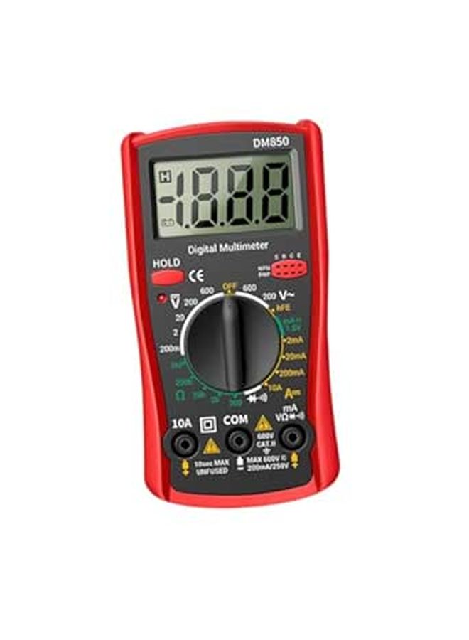 Red Digital Multimeter Handheld Voltage Current Resistance Tester - Image 1