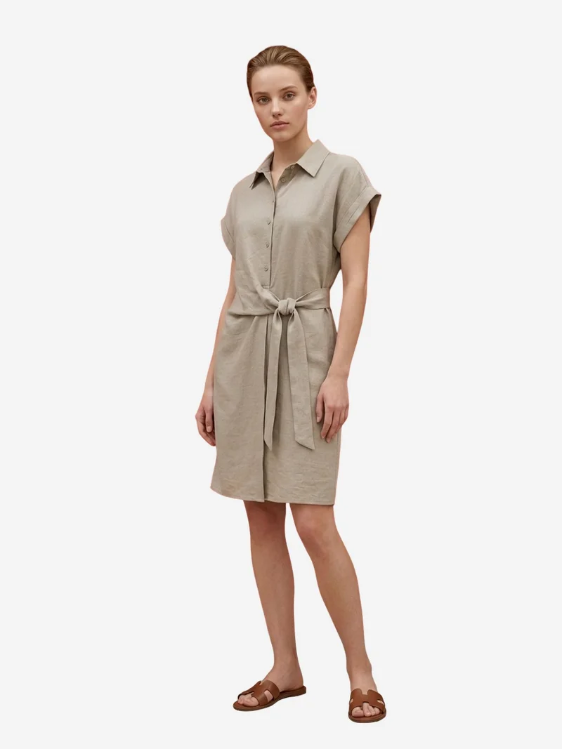 ماي فاشن MY FASHION Cotton Poplin Mini Shirt Dress