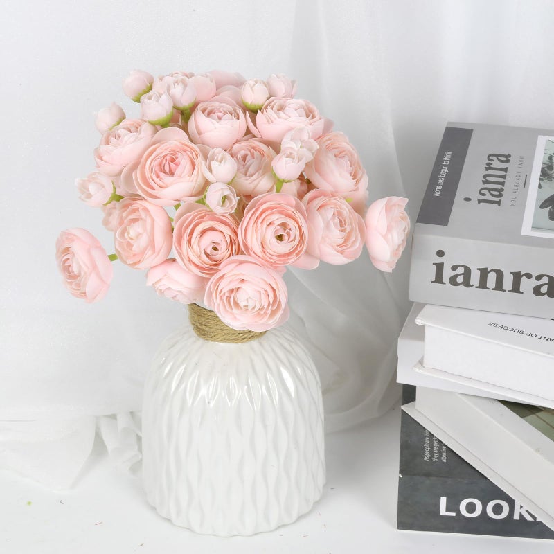 IPOPU Faux Ranunculus Flowers 2 Bouquets Small Pink Flowers Artificial Ranunculus 12PCS Mini Pink Fake Flower for DIY Wedding Bouquet Bridal Shower Decor Filler Flower Centerpieces (Blush Pink) - Image 3