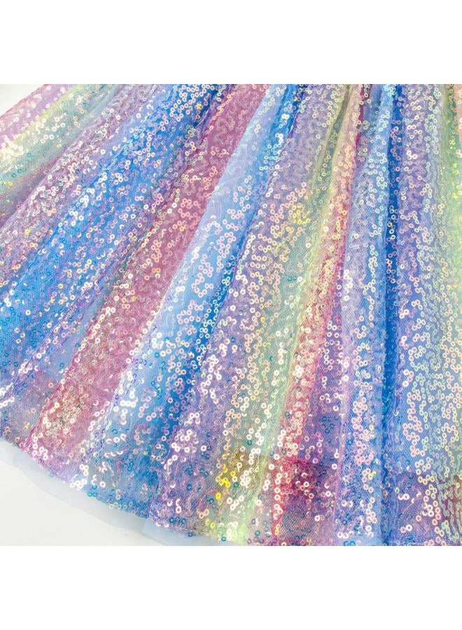 Magic Park تنورة تول مزينة بالخرز للفتيات من 1-14 سنة تنورة قصيرة ملونة للحفلات أعياد الميلاد - Image 5