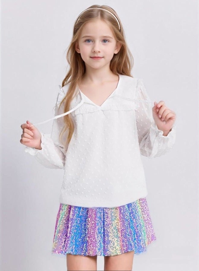 Magic Park تنورة تول مزينة بالخرز للفتيات من 1-14 سنة تنورة قصيرة ملونة للحفلات أعياد الميلاد - Image 2