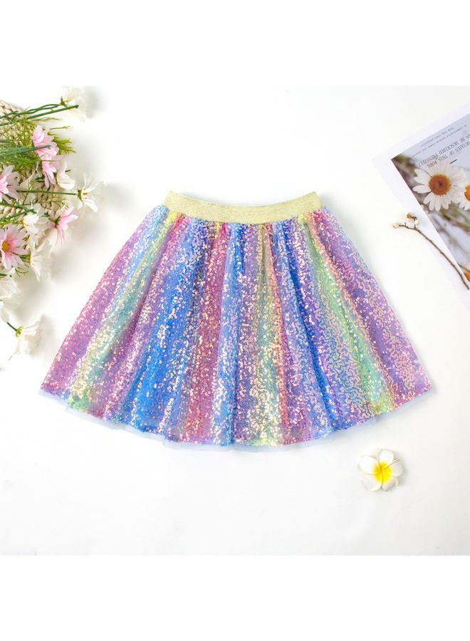 Magic Park تنورة تول مزينة بالخرز للفتيات من 1-14 سنة تنورة قصيرة ملونة للحفلات أعياد الميلاد - Image 3