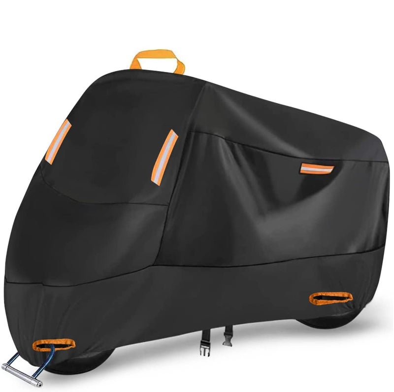 Motorcycle Cover Waterproof Outdoor for Touring Cruiser Fits up to 108 Honda VTX 1300 Shadow Goldwing Street Glide Road King Sportster Kawasaki Vulcan Yamaha Royal Star 4XL 108x 37x 55