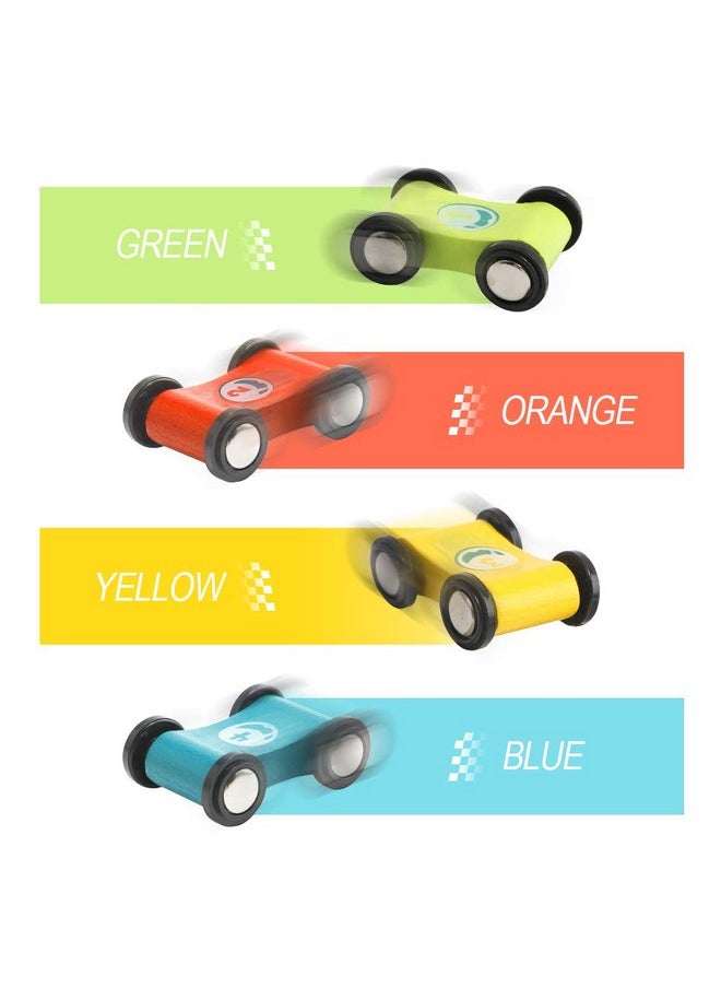 TOP BRIGHT TOP Bright Toddler Wooden Race Track Car Ramp Toys for 1 2 Year Old Baby Motor Skills Race Tracks Car Ramp Vehicle Playsets with 4 Mini Cars and 1 Car Garage  - Image 4