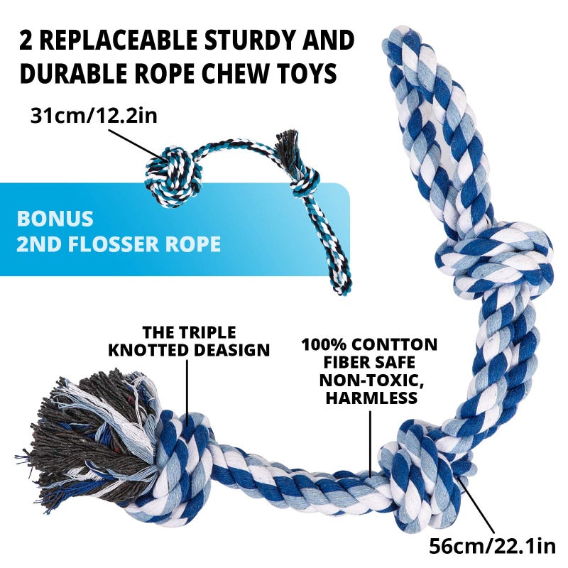 TT TRSMIMA Spring Pole Dog Rope Toys: Dog Rope Pull & Tug of War Toy with a Big Spring Pole Kit & 2 Strong Dog Rope Toys & 16ft Rope - Muscle Builder Interactive Dog Toy for Pitbull Medium Large Dog Alaska - Image 4