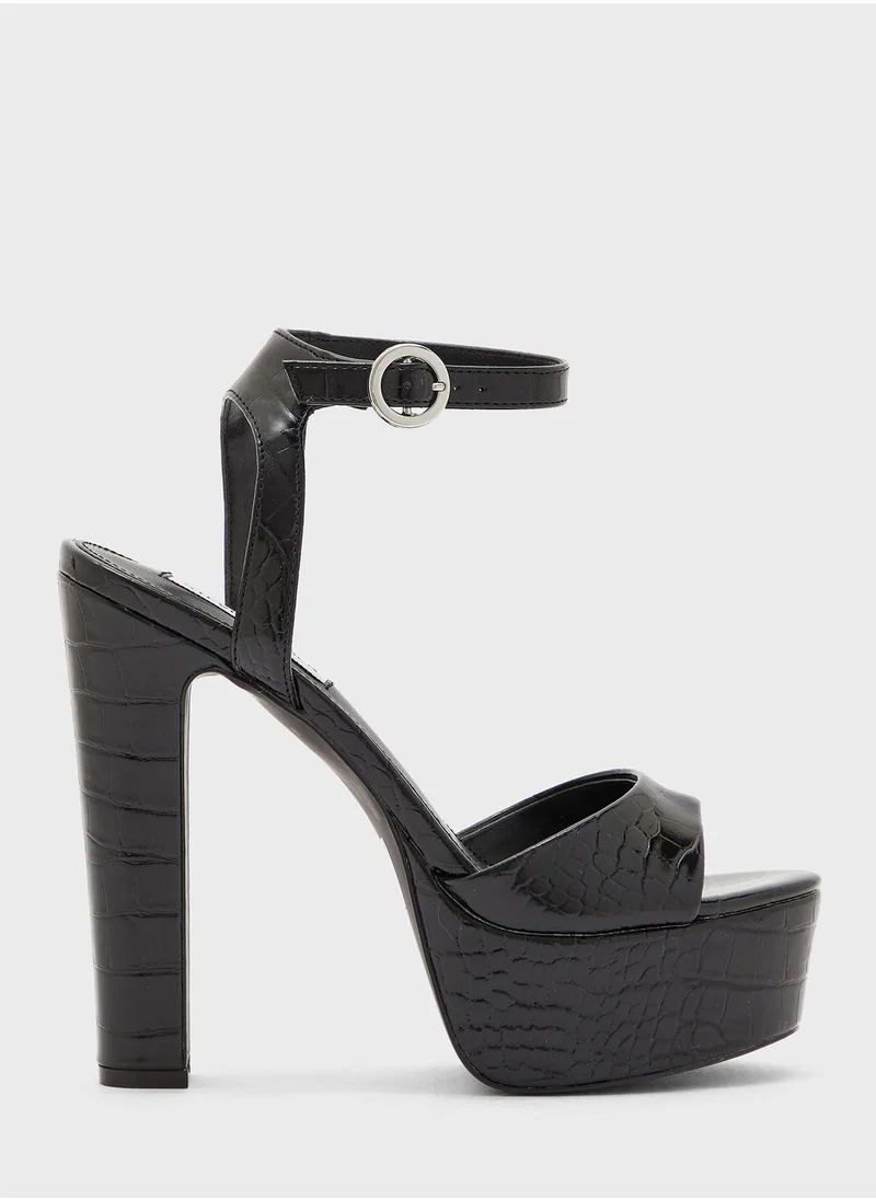 STEVE MADDEN Skyla Snake Print Ankle Strap Sandals