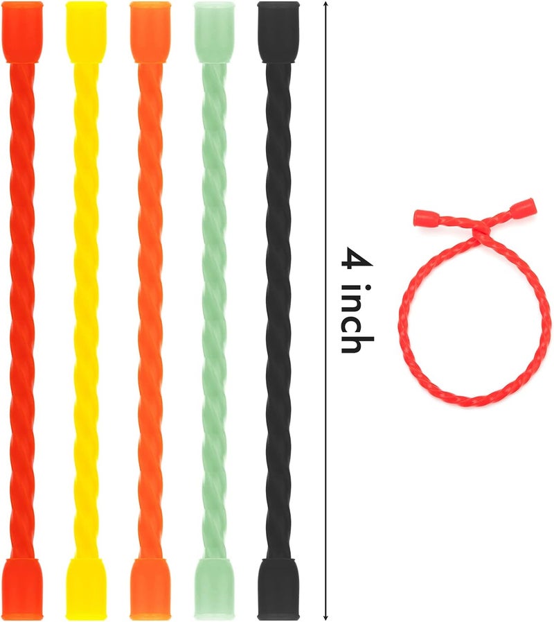 GESIPOR 10 PCS 4-Inch Silicone Cable Ties - Reusable Rubber Twist Ties Bendable Cable Ties for Bundling and Holding, All Purpose Cord Tie for Indoor and Outdoor (5 Colors) - Image 2