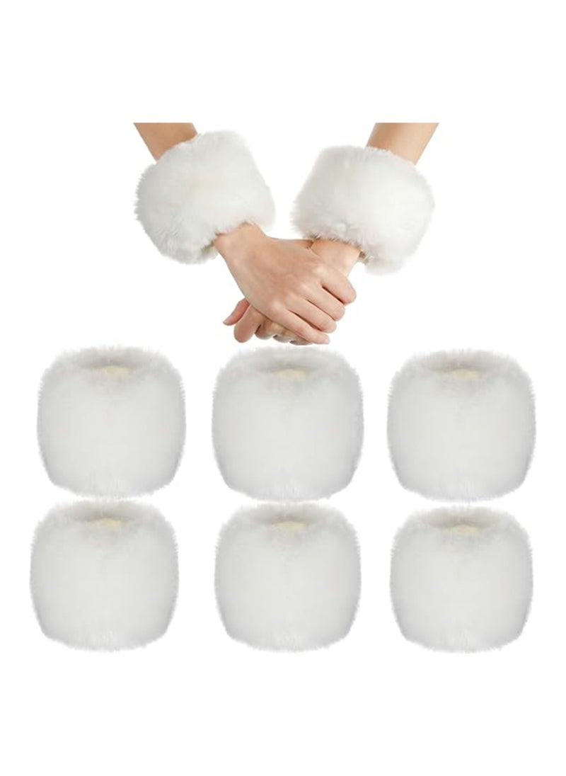 SYOSI - 3 Pairs Women's Faux Fur Wrist Cuffs Winter Furry Wristbands Fluffy Fur Cuff Bracelet Arm Warmer Accessories,Gift for Women Girls - Image 1