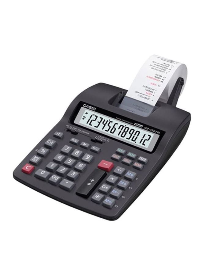 آلة حاسبة بخاصية الطباعة وشاشة سعة 12 رقمًا طراز HR-150TM-BK-AA-DH أسود