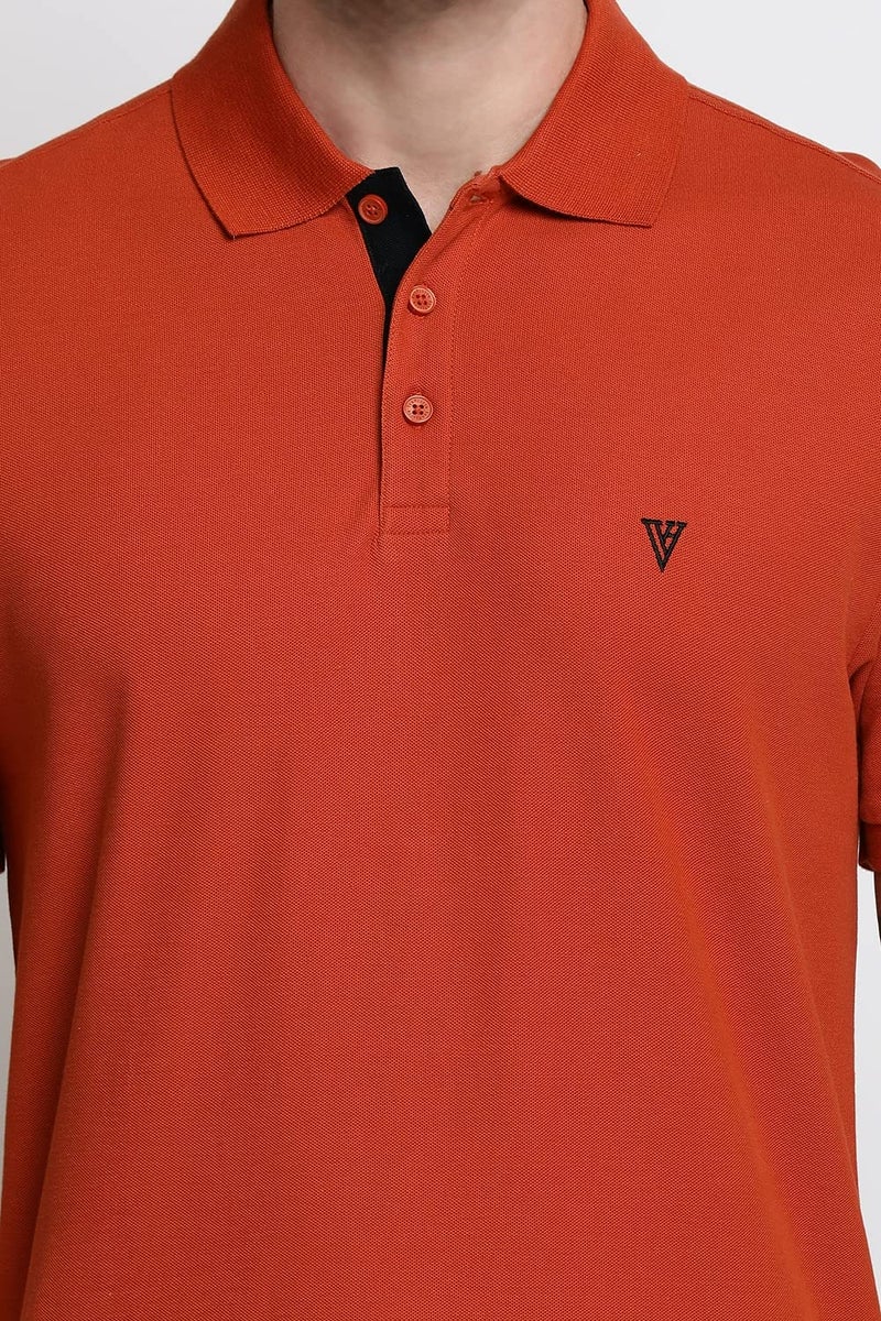 Van Heusen Athleisure Men Athleisure Colour Fresh Polo Regular Fit T-Shirt-100% Combed Cotton-Moisture Wicking, Ultra Soft_60032_Dusty Orange_XXL - Image 4