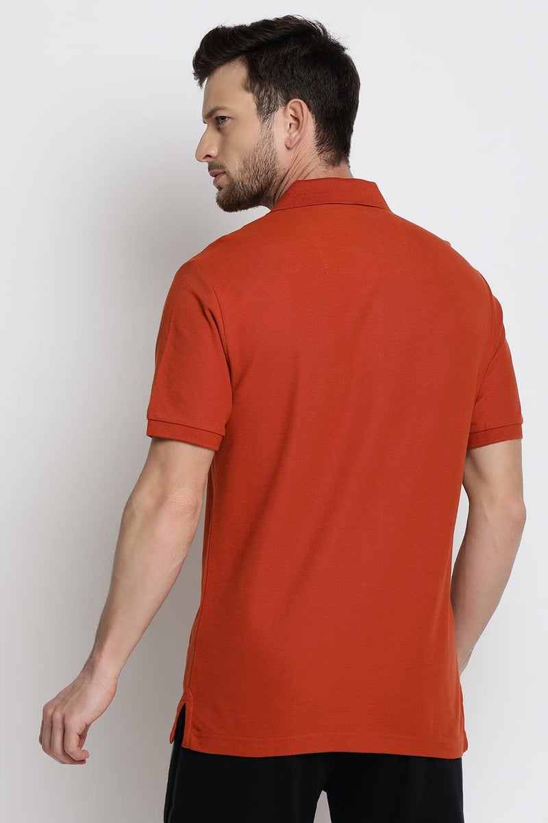 Van Heusen Athleisure Men Athleisure Colour Fresh Polo Regular Fit T-Shirt-100% Combed Cotton-Moisture Wicking, Ultra Soft_60032_Dusty Orange_XXL - Image 2