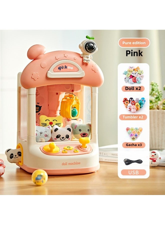 Space Catch Doll Machine Children's Toy Household Electric Small Clamp Doll Gashapon Machine Girls Play Game Machine-Specifications:USB Charging Space Doll Machine 2 Doll 2 Tumbler 3 Twisted Egg Pink Express Box 900g - Image 1