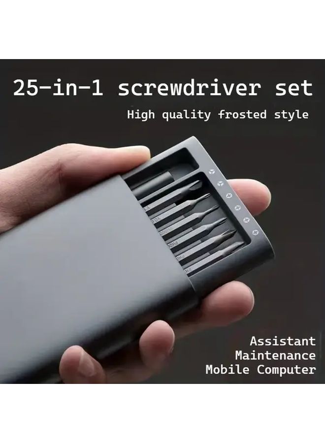 25 In 1 Precision Screwdriver Set Black Electronics Repair Tool Kit For Mobile Phones Tablets And Asymmetrical Maintenance With Durable Case And Various Screw Heads - Image 2