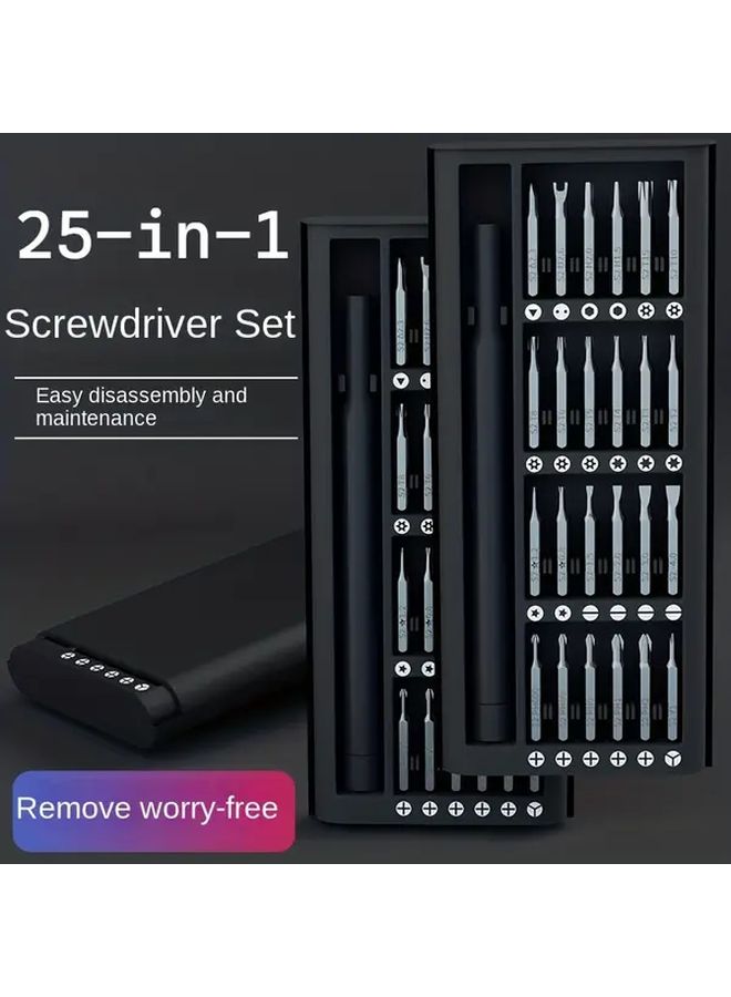 25 In 1 Precision Screwdriver Set Black Electronics Repair Tool Kit For Mobile Phones Tablets And Asymmetrical Maintenance With Durable Case And Various Screw Heads - Image 5