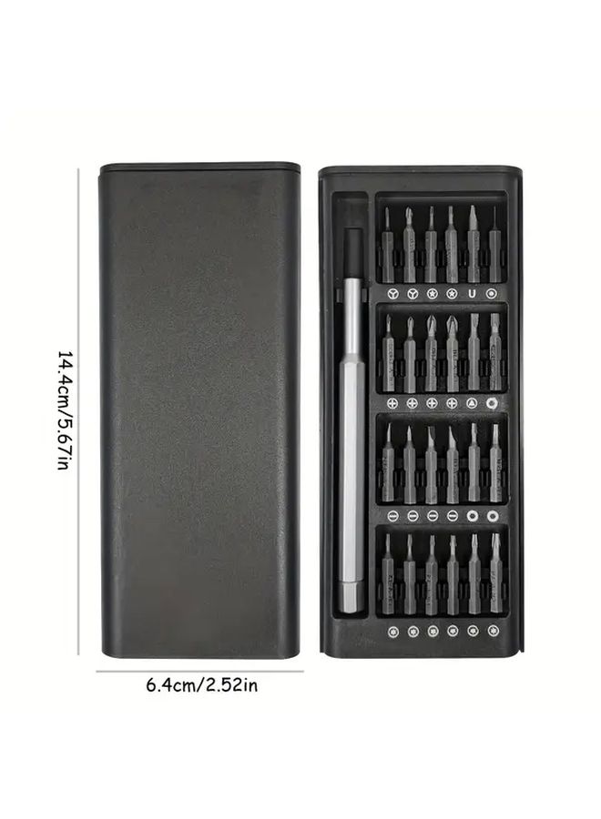 25 In 1 Precision Screwdriver Set Black Electronics Repair Tool Kit For Mobile Phones Tablets And Asymmetrical Maintenance With Durable Case And Various Screw Heads - Image 4
