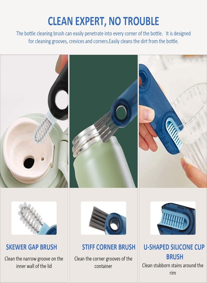 3 in 1 Tiny Bottle Cup Lid Detail Brush Straw Cleaner Tools Multi-Functional Crevice Cleaning Brush, Multipurpose Bottle Gap Cleaner Brush (4 Pack) - Image 3