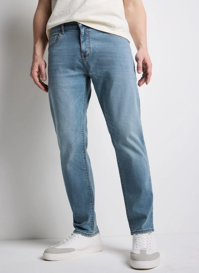 Matalan  Mid Wash Tapered Fit Jeans Regular for Men | Best Price UAE
