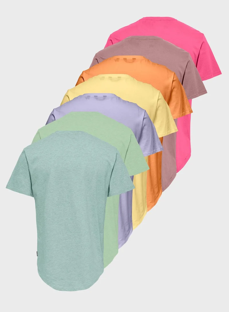 Only & Sons 7 Pack Essential Crew Neck T-Shirt