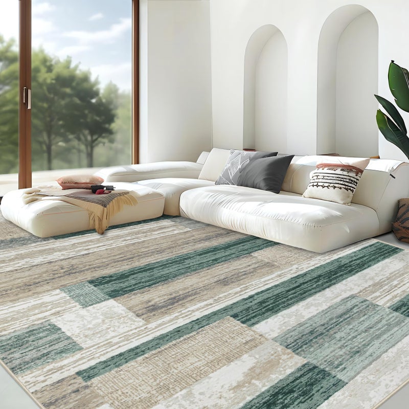 Aoyaomi Area Rug Living Room Rugs 8x10 - Large Soft Boho Geometric Rug, Non-Slip Foldable Washable Rugs Non Shedding Morden Indoor Floor Carpet for Living Bedroom Office Dining Room (Green,8'x10') - Image 1