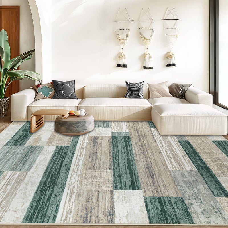 Aoyaomi Area Rug Living Room Rugs 8x10 - Large Soft Boho Geometric Rug, Non-Slip Foldable Washable Rugs Non Shedding Morden Indoor Floor Carpet for Living Bedroom Office Dining Room (Green,8'x10') - Image 2