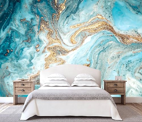 WFBHUAGreen and Gold Marble Wallpaper Abstract Art Photo Wall Murals for Living Room Bedroom Not Peel and Stick - Image 1