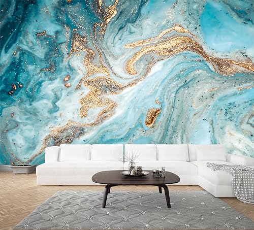 WFBHUAGreen and Gold Marble Wallpaper Abstract Art Photo Wall Murals for Living Room Bedroom Not Peel and Stick - Image 3