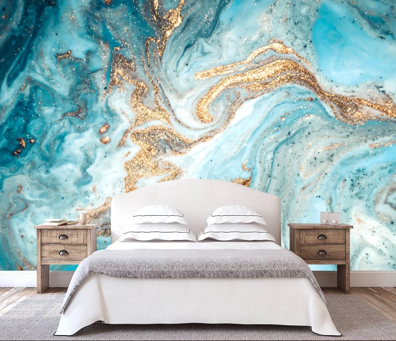 WFBHUAGreen and Gold Marble Wallpaper Abstract Art Photo Wall Murals for Living Room Bedroom Not Peel and Stick - Image 2