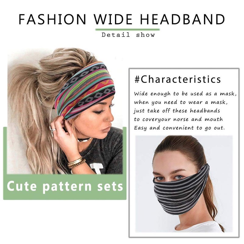 Aceorna Boho Bandeau Headbands Wide Knot Hair Band Stretch Turban Head Wraps Fashion Hair Accessories for Women 3 Pcs (Casual) - Image 3