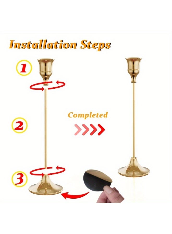 Anfan 6pcs Brushed Golden Metal Bell Candle Holders, Romantic Tabletop Decorative Centerpiece for Wedding, Christmas, Home & Hotel, Ideal Gift & Party Ornament, Candles Not Included - Image 5