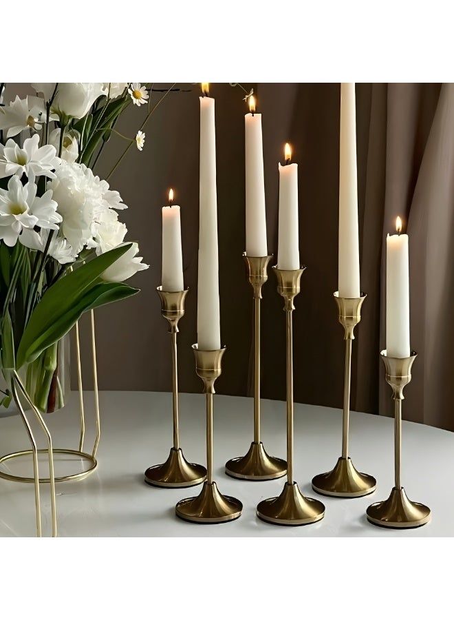 Anfan 6pcs Brushed Golden Metal Bell Candle Holders, Romantic Tabletop Decorative Centerpiece for Wedding, Christmas, Home & Hotel, Ideal Gift & Party Ornament, Candles Not Included - Image 2