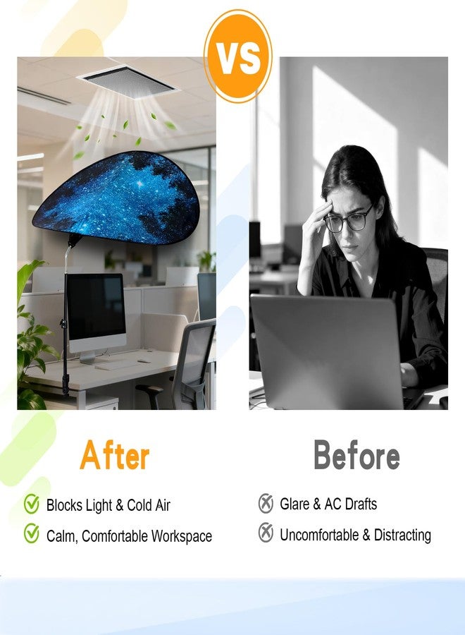 VSUNTENT Large Size 52''Office Cubicle Shade Cubicle Desk Light Shield to Block Anti-Glare Cover Light Sensitive Professionals Cubicle Light Quick Install Shading Light Shade with Clamp(Fan shaped ,52inch) - Image 5