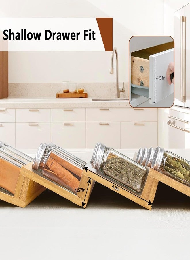 MUGATH Bamboo Spice Drawer Organizer Expandable 4 Tier Spice Rack Tray for Kitchen Drawer, Adjustable Wooden Spice Holder for Cabinet Countertop Pantry Storage, Space Saving Masala Organizer Stand (4Pcs) - Image 4