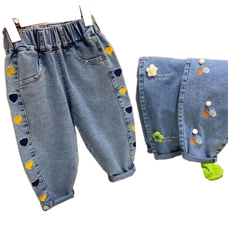 Girls' Jeans Spring Stylish Children'S Long Pants For Girls Baby Outerwear Toddler Flared Pants Autumn - Image 5