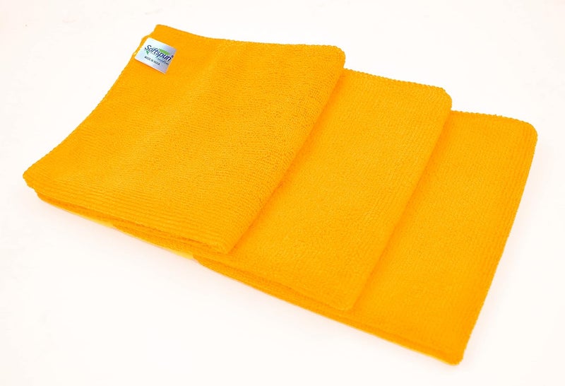 SOFTSPUN Microfiber Cloth 3 pcs 30x30 cms 340 GSM Orange Thick Lint StreakFree Multipurpose Cloths Automotive Microfibre Towels for Car Bike Cleaning Polishing Washing Detailing - Image 1