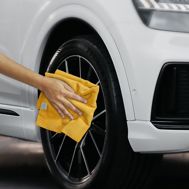 SOFTSPUN Microfiber Cloth 3 pcs 30x30 cms 340 GSM Orange Thick Lint StreakFree Multipurpose Cloths Automotive Microfibre Towels for Car Bike Cleaning Polishing Washing Detailing - Image 2
