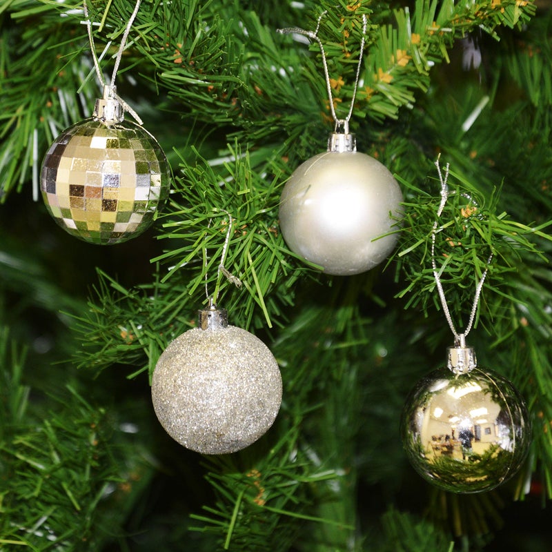 allgala allgala Christmas Balls 36 PK 2 Inch (5CM) Pre-Strung Shatter Proof Christmas Ornament Balls for Xmas Tree-4 Style-Silver  - Image 2