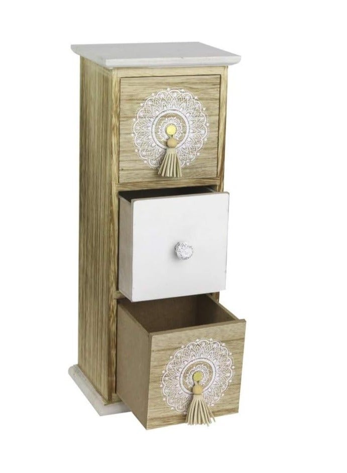 Home Deco وحدة تخزين بـ 3 أدراج من Home Deco Factory - خشب بنمط بوهيمي - Image 2