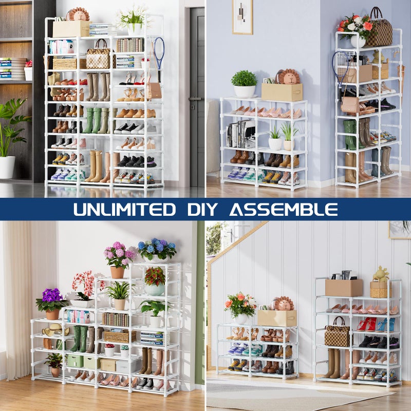 Mavivegue 10 Tiers Shoe Rack, Large Storage Space, 55-60 Pairs, White, Polypropylene - Image 2