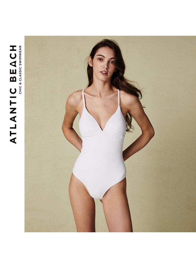 Atlanticbeach One-piece Swimsuit For Women, Tummy Control Slimming Spaghetti Strap Swimwear For Summer One-piece Swimsuit For Hot Springs Vacation 2025 - Image 2