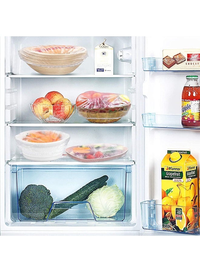 MOMENT 200 Pieces Fresh Keeping Bags Elastic Food Storage Covers Plate Bowl Covers Reusable Clear Stretch Plastic Covers For Bowls Drawstring Storage Bags For Family Outdoor Picnic Wrap Lid - Image 2