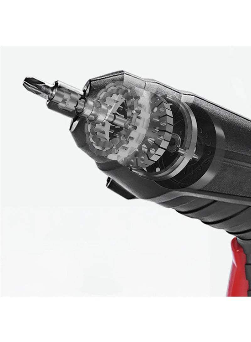 47PCS Cordless Screwdriver Rechargeable 3.6V 1300mAh Li-ion Electric Screwdriver Set with LED Light Collapsible Power Screwdrivers Suitcase Package（Black）, 210 x 54 x 40mm - Image 4