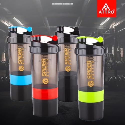 ATTRO Plastic Spider Shaker Bottle with Storage 300ml Protein Mixer Bottle with Compartment for Supplements, BPA-Free, Leakproof Gym Shaker Cup, Ideal for Workout, Gym, Travel Blue - Image 4