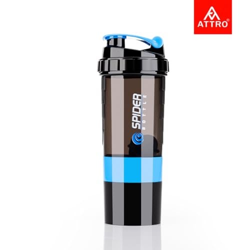 ATTRO Plastic Spider Shaker Bottle with Storage 300ml Protein Mixer Bottle with Compartment for Supplements, BPA-Free, Leakproof Gym Shaker Cup, Ideal for Workout, Gym, Travel Blue - Image 3
