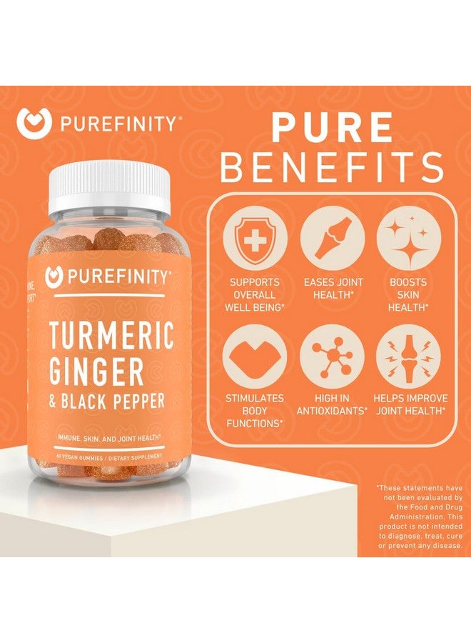 PUREFINITY Turmeric and Ginger Supplement Gummies with Black Pepper, Joint Support Curcumin Chewables with Delicious Flavor - Gluten Free, Non-GMO, Vegan, 60 Count - Image 3