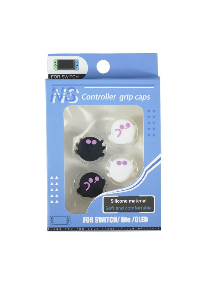 Generic For Nintendo Switch Ghost Spider Rocker Cap Handle Silicone Anti-slip Gaming Rocker Protection Halloween-Product Color:Purple Spider On Black Background (1 Pack)  - Image 5