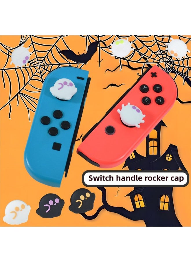 Generic For Nintendo Switch Ghost Spider Rocker Cap Handle Silicone Anti-slip Gaming Rocker Protection Halloween-Product Color:Purple Spider On Black Background (1 Pack)  - Image 3