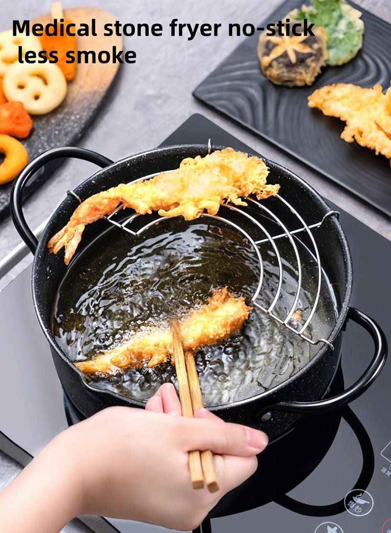 nihao Medical Stone Fryer, Home Use Composite Bottom Frying Pan, Non-stick Induction Cooker Gas Frying Pan, Small Oil Pan Frying Pan 20 CM - Image 3