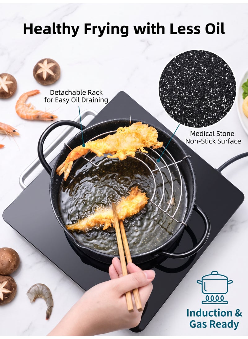 nihao Medical Stone Fryer, Home Use Composite Bottom Frying Pan, Non-stick Induction Cooker Gas Frying Pan, Small Oil Pan Frying Pan 20 CM - Image 2