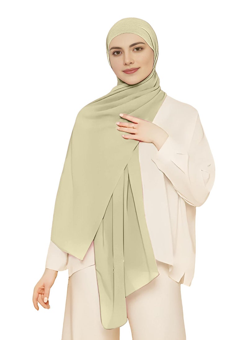 NUKHBAA Instant Hijab Wrap,Pullover Head Scarf with Tube Undercap Dark Vanilla color Hijab-HC1  - Image 4