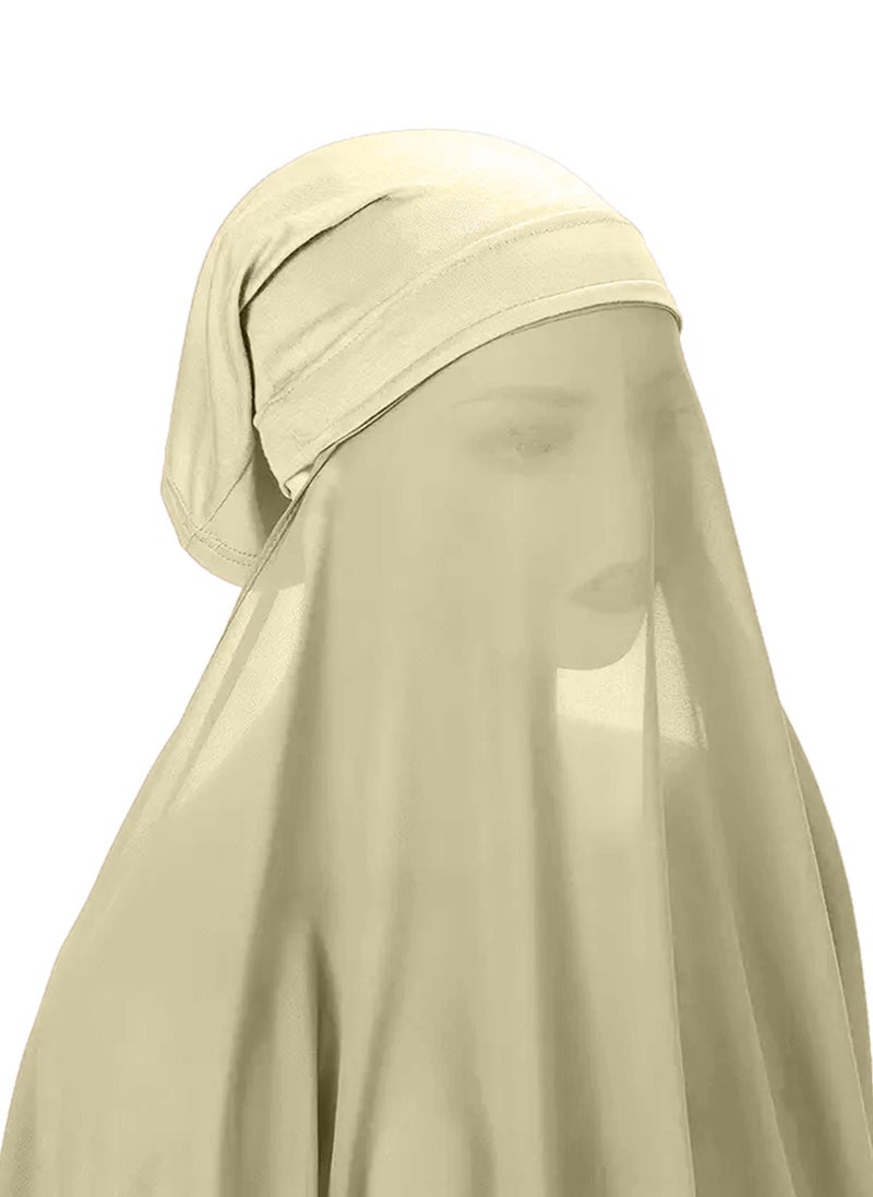 NUKHBAA Instant Hijab Wrap,Pullover Head Scarf with Tube Undercap Dark Vanilla color Hijab-HC1  - Image 3